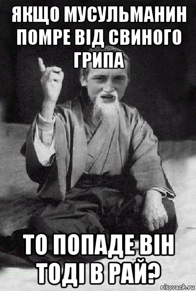 якщо мусульманин помре від свиного грипа то попаде він тоді в рай?, Мем Мудрий паца