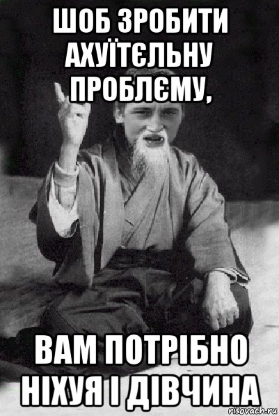 шоб зробити ахуїтєльну проблєму, вам потрібно ніхуя і дівчина, Мем Мудрий паца