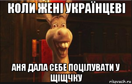 коли жені українцеві аня дала себе поцілувати у щіщчку, Мем Осел из Шрека