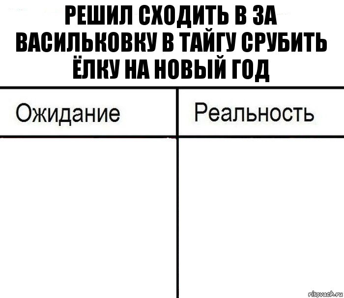 Решил сходить в за васильковку в тайгу срубить ёлку на новый год  , Комикс  Ожидание - реальность