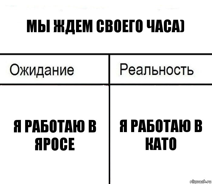 мы ждем своего часа) Я работаю в Яросе Я работаю в Като, Комикс  Ожидание - реальность