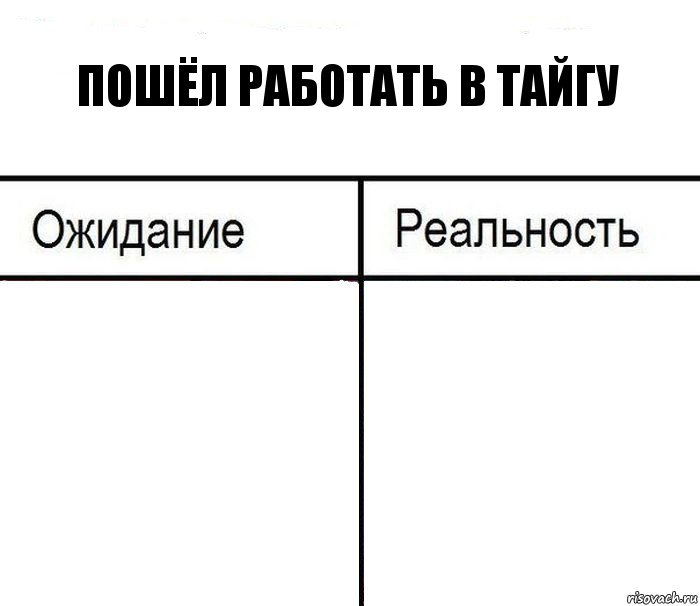 Пошёл работать в тайгу  , Комикс  Ожидание - реальность