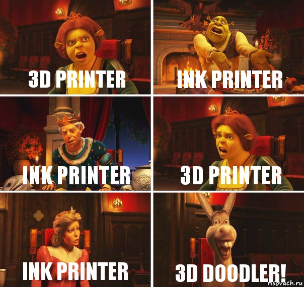 3D Printer Ink Printer Ink Printer 3D Printer Ink Printer 3d doodler!, Комикс  Шрек Фиона Гарольд Осел