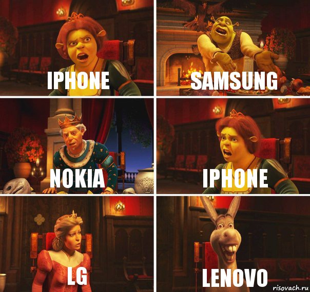 Iphone Samsung Nokia Iphone LG lenovo, Комикс  Шрек Фиона Гарольд Осел