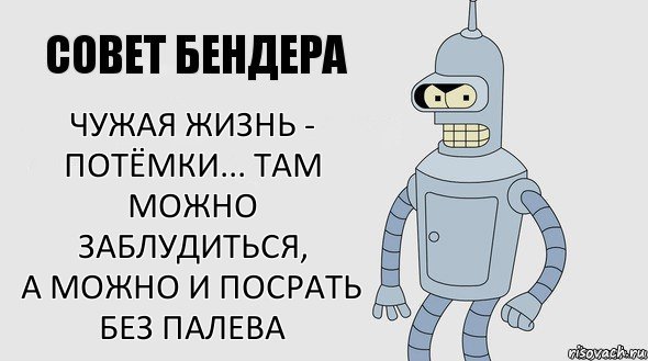 чужая жизнь - потёмки... там можно заблудиться,
а можно и посрать без палева, Комикс Советы Бендера