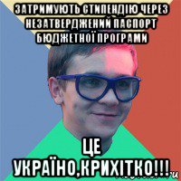 затримують стипендію через незатверджений паспорт бюджетної програми це україно,крихітко!!!, Мем Студент-историк