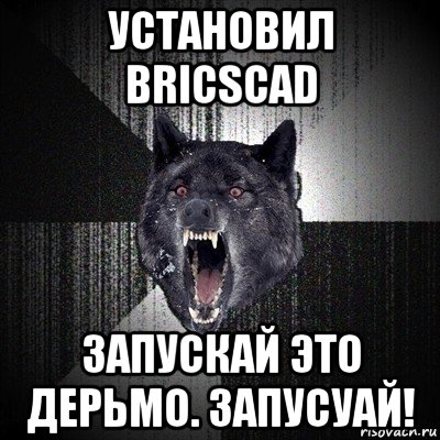 установил bricscad запускай это дерьмо. запусуай!, Мем Сумасшедший волк