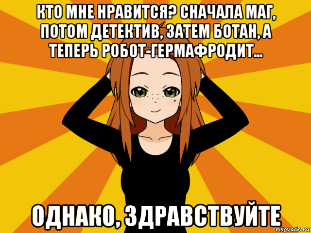 кто мне нравится? сначала маг, потом детектив, затем ботан, а теперь робот-гермафродит... однако, здравствуйте