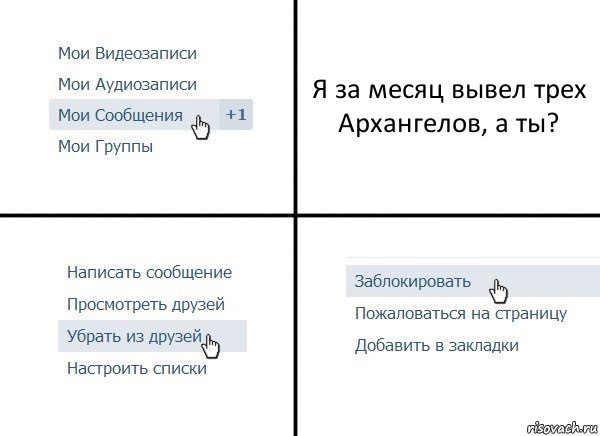 Я за месяц вывел трех Архангелов, а ты?, Комикс  Удалить из друзей