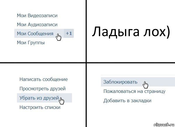 Ладыга лох), Комикс  Удалить из друзей