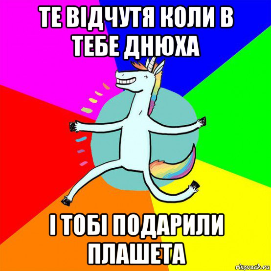 те відчутя коли в тебе днюха і тобі подарили плашета, Мем Весела Єдінорожка