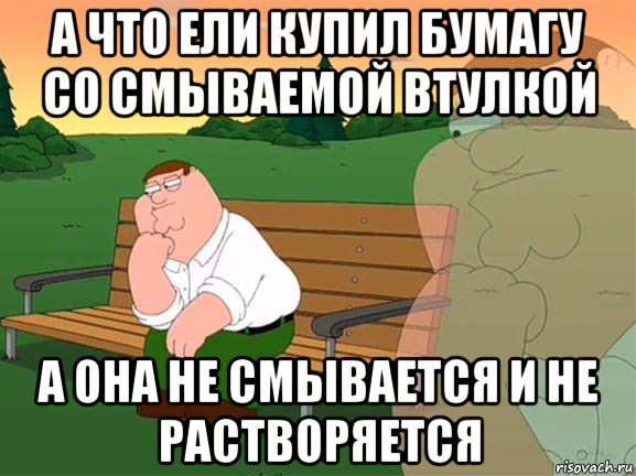 а что ели купил бумагу со смываемой втулкой а она не смывается и не растворяется, Мем Задумчивый Гриффин