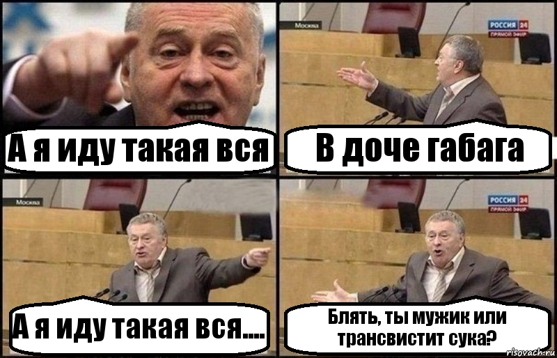 А я иду такая вся В доче габага А я иду такая вся.... Блять, ты мужик или трансвистит сука?, Комикс Жириновский