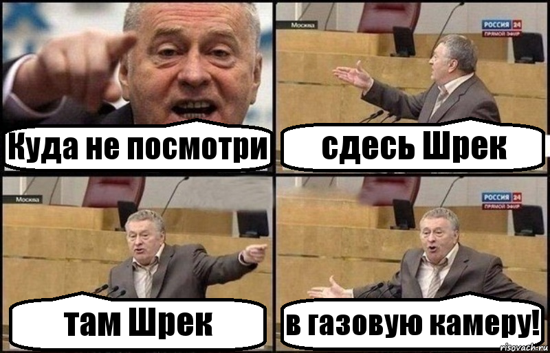 Куда не посмотри сдесь Шрек там Шрек в газовую камеру!, Комикс Жириновский