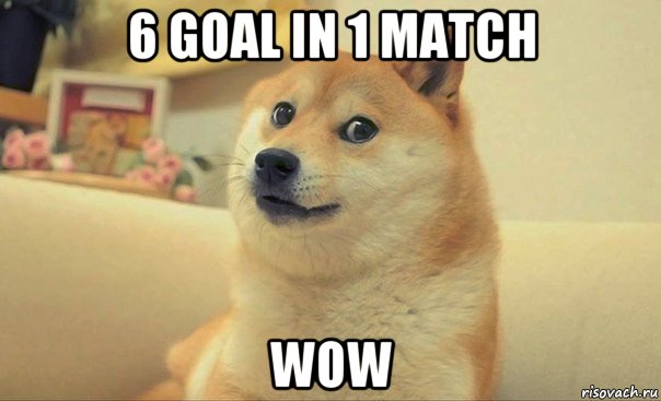 6 goal in 1 match wow, Мем DOGE