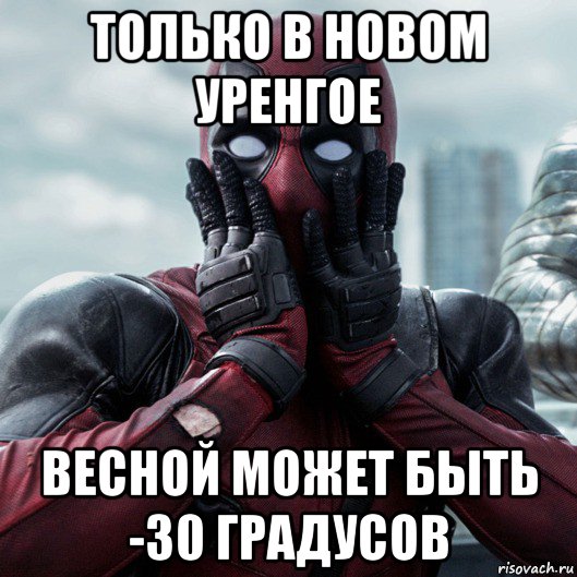 только в новом уренгое весной может быть -30 градусов, Мем     Дэдпул