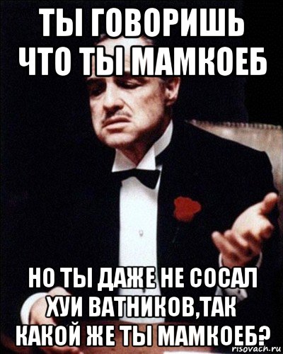 ты говоришь что ты мамкоеб но ты даже не сосал хуи ватников,так какой же ты мамкоеб?