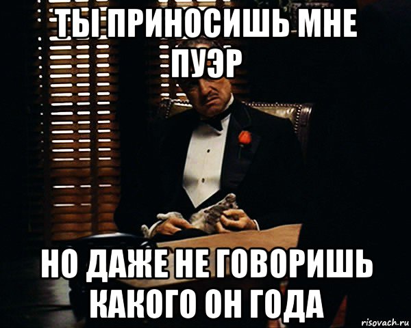 ты приносишь мне пуэр но даже не говоришь какого он года, Мем Дон Вито Корлеоне