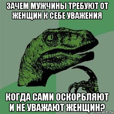 зачем мужчины требуют от женщин к себе уважения когда сами оскорбляют и не уважают женщин?, Мем Филосораптор