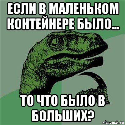 если в маленьком контейнере было... то что было в больших?, Мем Филосораптор