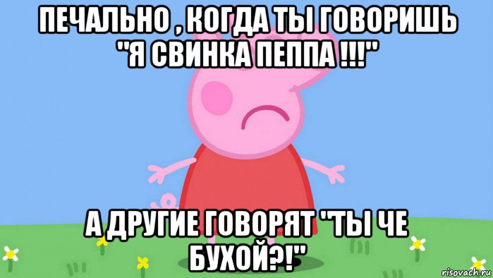 печально , когда ты говоришь "я свинка пеппа !!!" а другие говорят "ты че бухой?!"