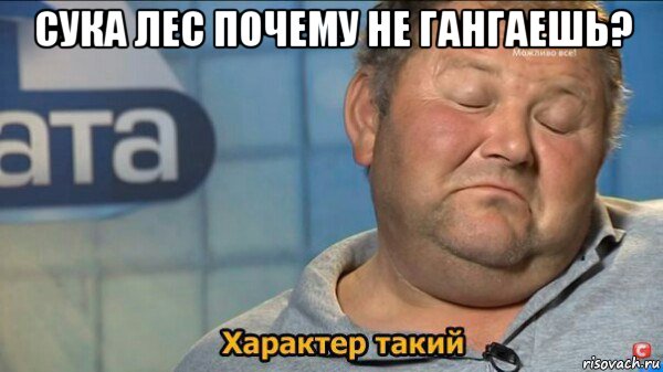 сука лес почему не гангаешь? , Мем  Характер такий