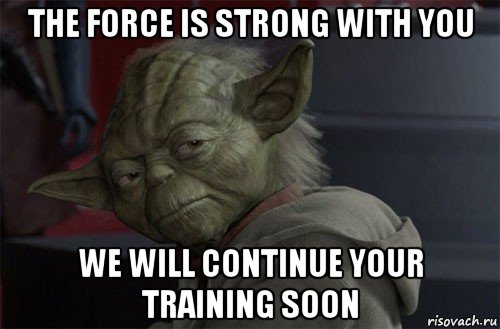 the force is strong with you we will continue your training soon