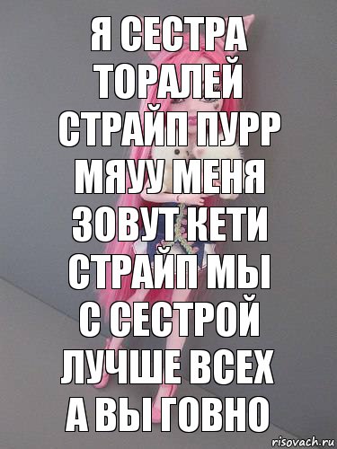 я сестра торалей страйп пурр мяуу меня зовут кети страйп мы с сестрой лучше всех а вы говно