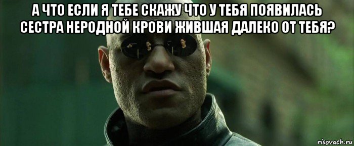 а что если я тебе скажу что у тебя появилась сестра неродной крови жившая далеко от тебя? 