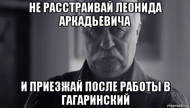 не расстраивай леонида аркадьевича и приезжай после работы в гагаринский, Мем Не огорчай Леонида Аркадьевича