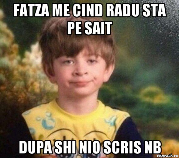 fatza me cind radu sta pe sait dupa shi nio scris nb, Мем Недовольный пацан