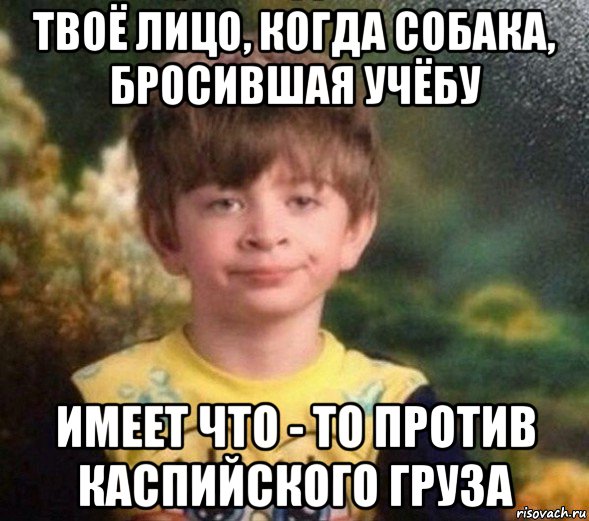 твоё лицо, когда собака, бросившая учёбу имеет что - то против каспийского груза, Мем Недовольный пацан