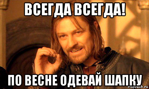 всегда всегда! по весне одевай шапку, Мем Нельзя просто так взять и (Боромир мем)