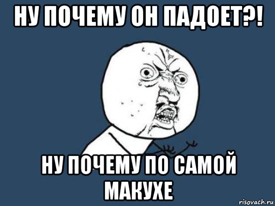 ну почему он падоет?! ну почему по самой макухе, Мем Ну почему