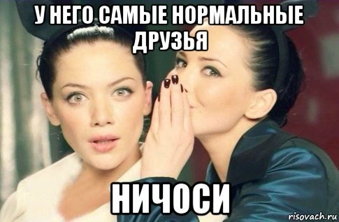 у него самые нормальные друзья ничоси, Мем  Он