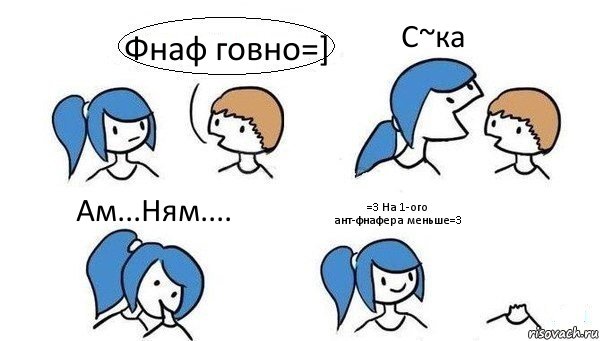 Фнаф говно=] С~ка Ам...Ням.... =3 На 1-ого ант-фнафера меньше=3, Комикс Откусила голову