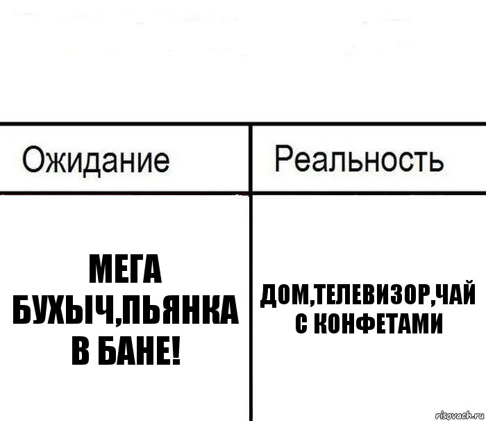  Мега бухыч,пьянка в бане! Дом,телевизор,чай с конфетами, Комикс  Ожидание - реальность