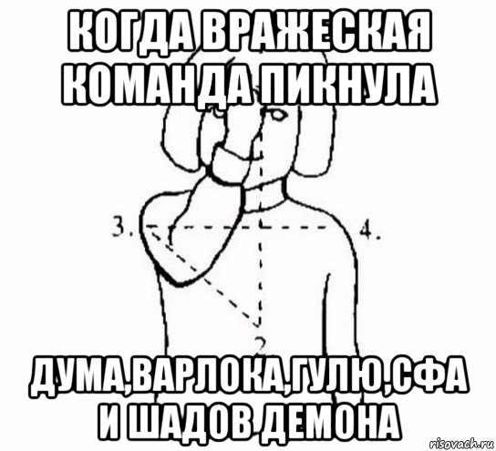 когда вражеская команда пикнула дума,варлока,гулю,сфа и шадов демона, Мем  Перекреститься