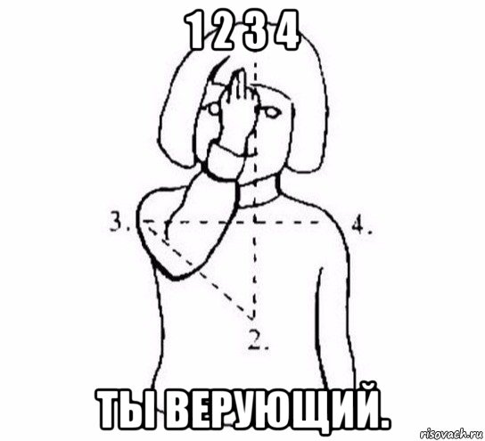 1 2 3 4 ты верующий., Мем  Перекреститься