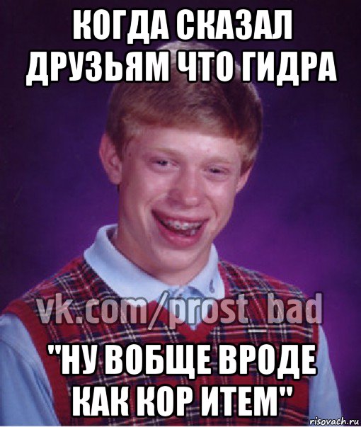 когда сказал друзьям что гидра "ну вобще вроде как кор итем", Мем Прост Неудачник