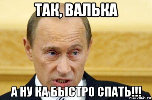 так, валька а ну ка быстро спать!!!, Мем путин