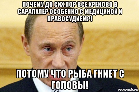 почему до сих пор все хреново в сарапуле? особенно с медициной и правосудием?! потому что рыба гниет с головы!, Мем путин