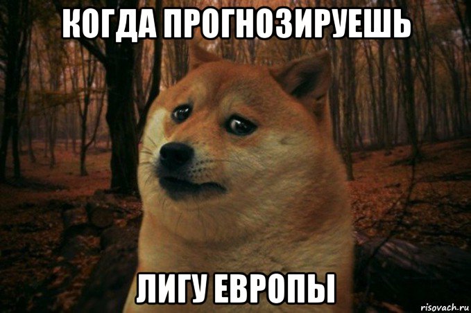 когда прогнозируешь лигу европы, Мем SAD DOGE