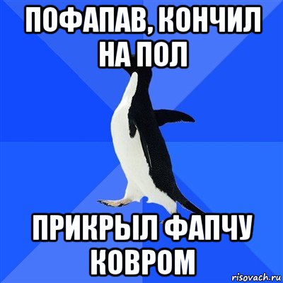 пофапав, кончил на пол прикрыл фапчу ковром, Мем  Социально-неуклюжий пингвин