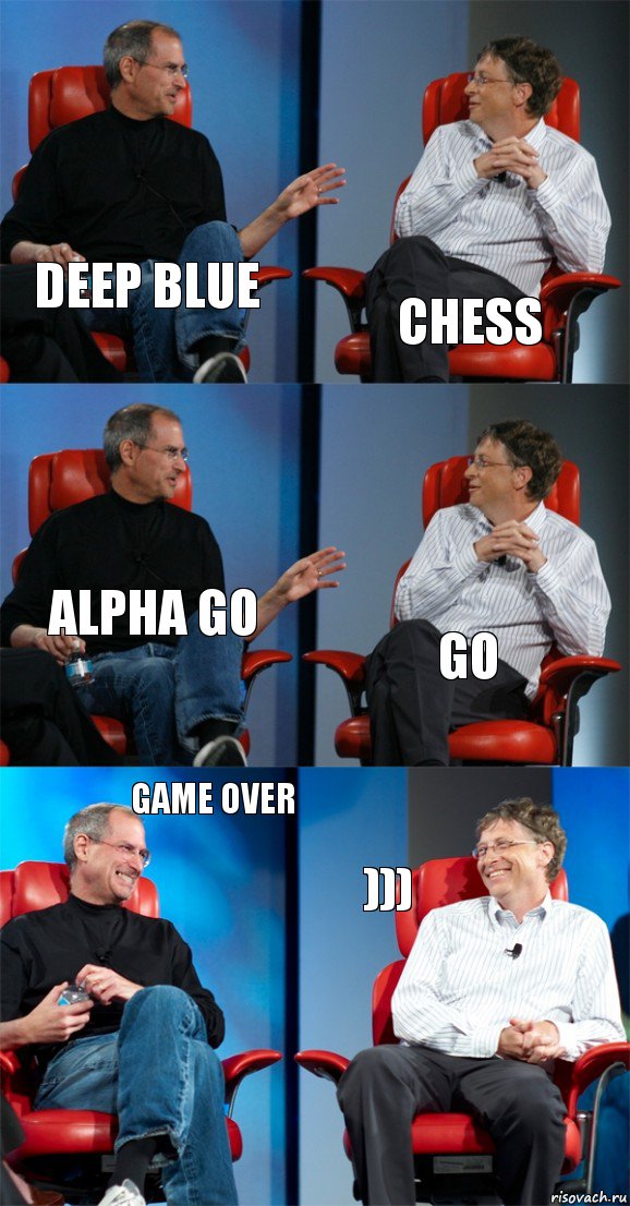 deep blue CHESS alpha Go GO game over ))), Комикс Стив Джобс и Билл Гейтс (6 зон)