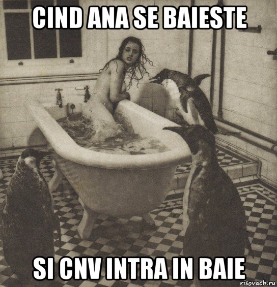 cind ana se baieste si cnv intra in baie, Мем Столбняк