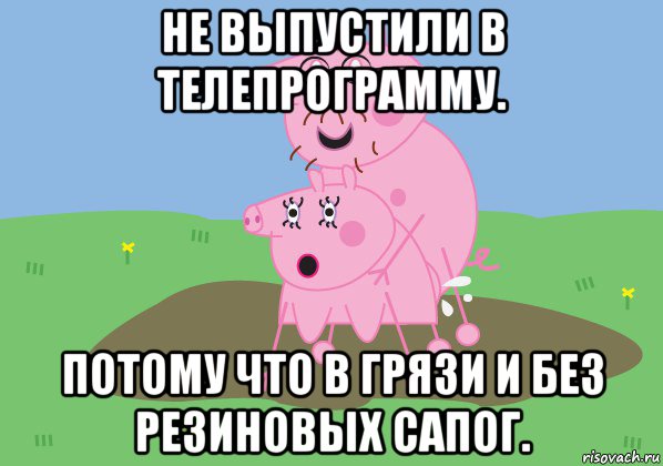 не выпустили в телепрограмму. потому что в грязи и без резиновых сапог.