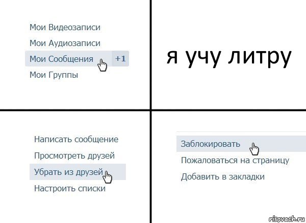 я учу литру, Комикс  Удалить из друзей