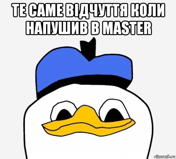 те саме відчуття коли напушив в master , Мем Утка