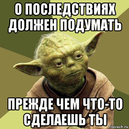 о последствиях должен подумать прежде чем что-то сделаешь ты, Мем Йода